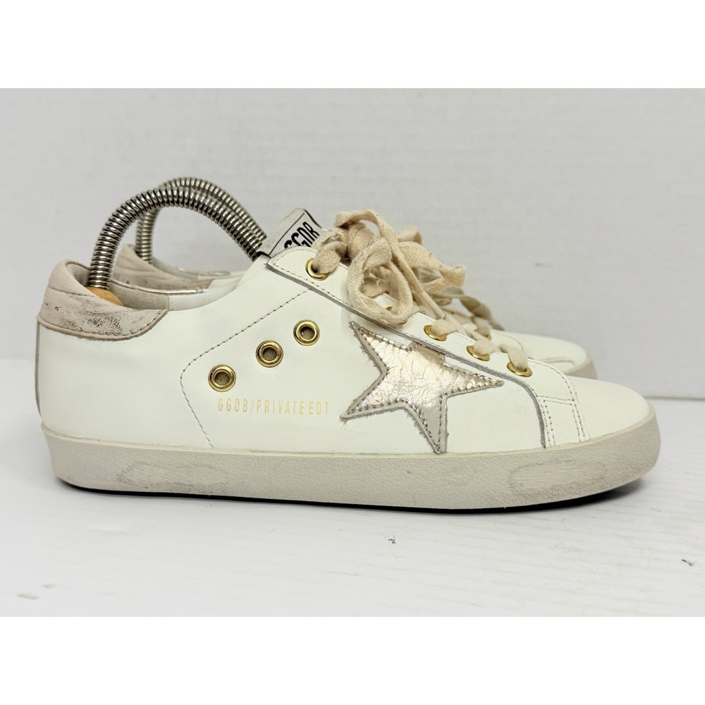 Golden Goose GGDB Superstar Private Ed White Gold Star US 9 EU 39 Low Leather